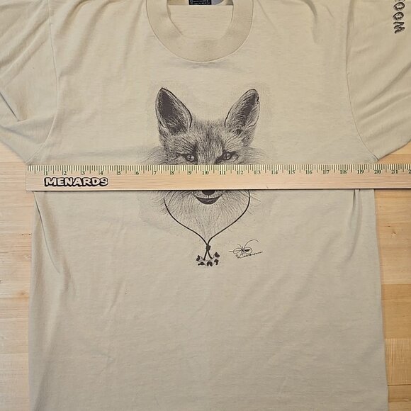 Vintage Wood Badge Fox Single Stitch Tee Shirt Adult Size Large 1982 BSA Sketch - Picture 5 of 9